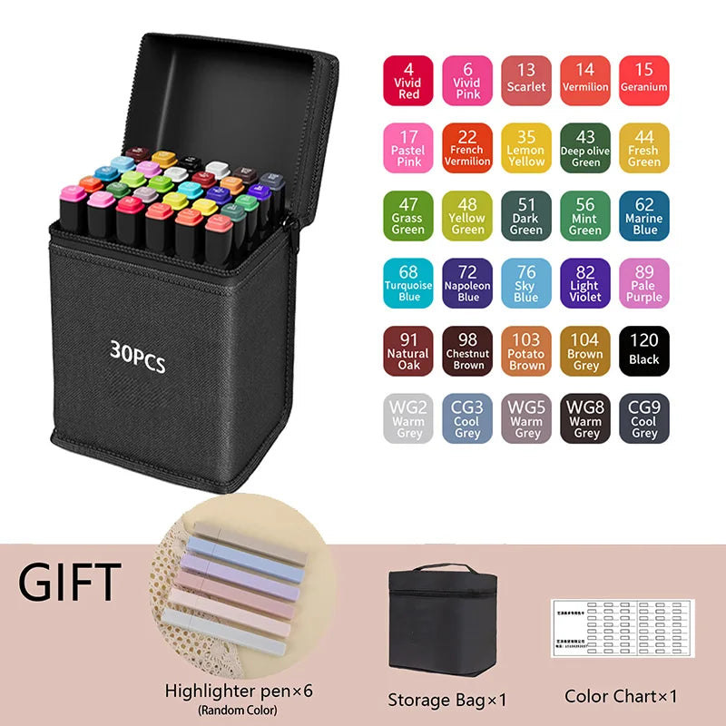 24/36/48/60/80/120/168/262 Colors Alcohol Drawing Markers Dual Tip Permanent Art Sketch Markers for Illustration School Supplied